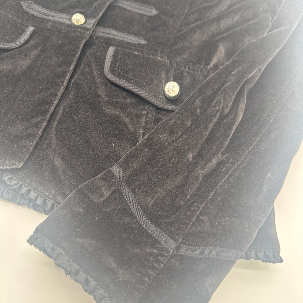 WHITE HOUSE BLACK MARKET Black Velvet Military Blazer Size 8 - Picture 5 of 9